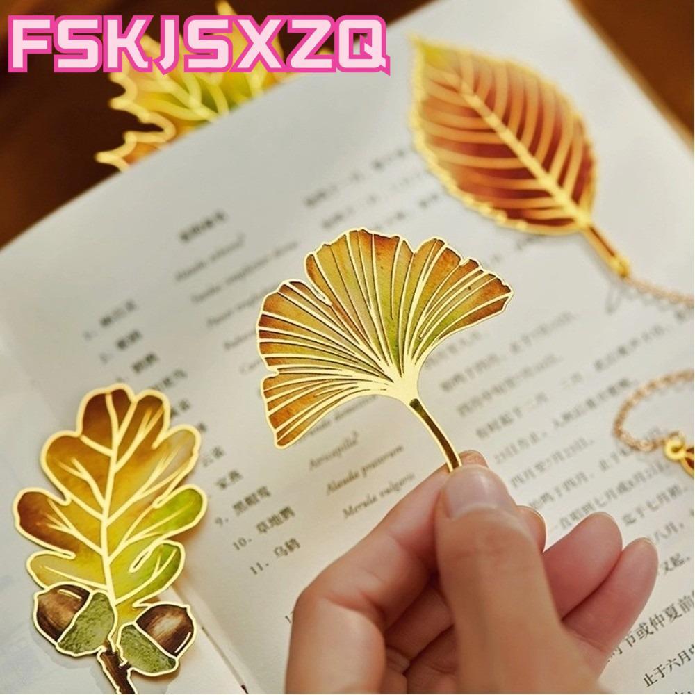 FSKJSXZQ Leaf Metal Bookmark, Apricot Leaf Maple Leaf Oak Leaf Bookmark, Văn phòng phẩm dành cho sin