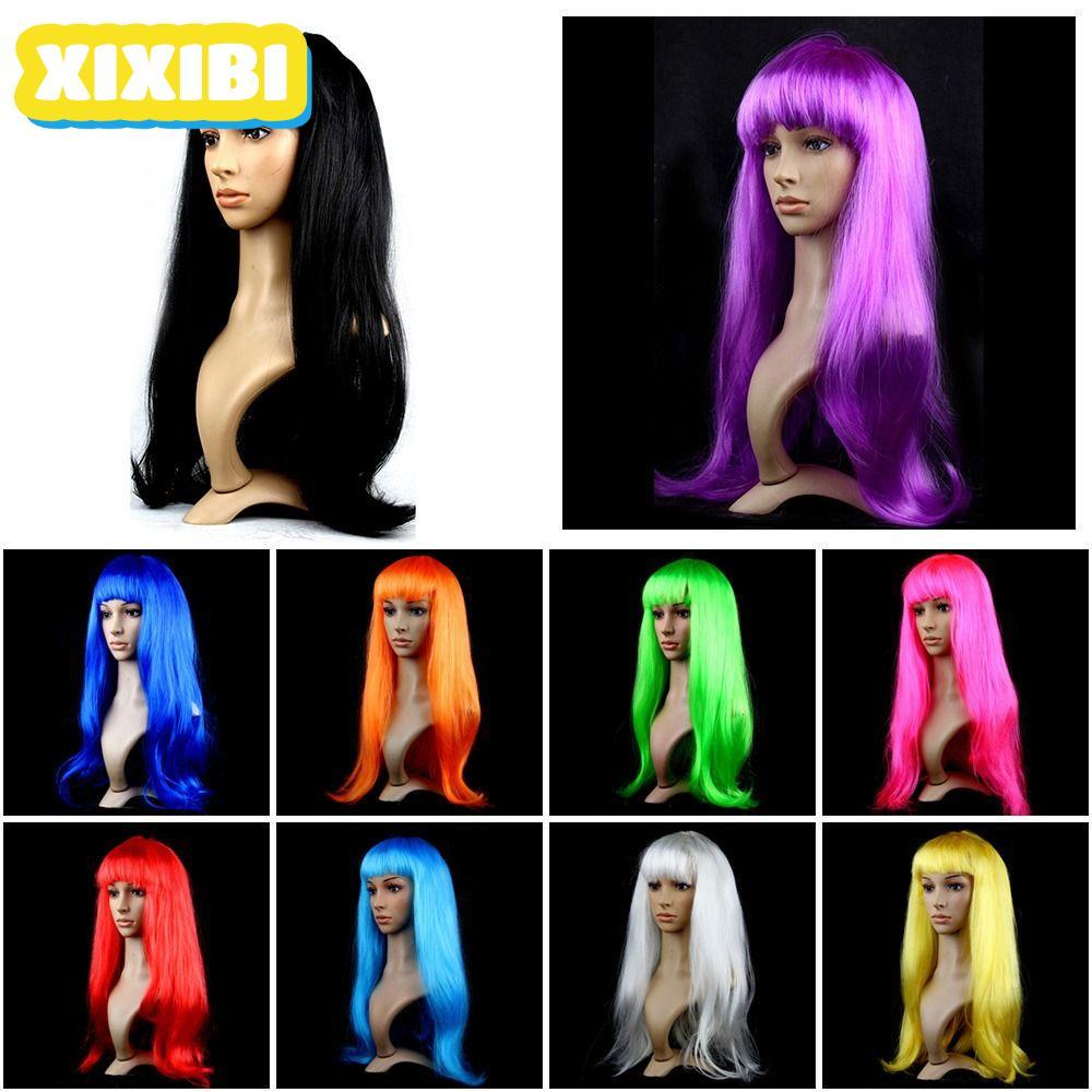 XIXIBI Dài Thẳng Tóc Giả Thời Trang Hóa Trang Quần Áo Nữ Nhiệt Độ Cao Đường Trung Điểm Dazzle Tóc Dà