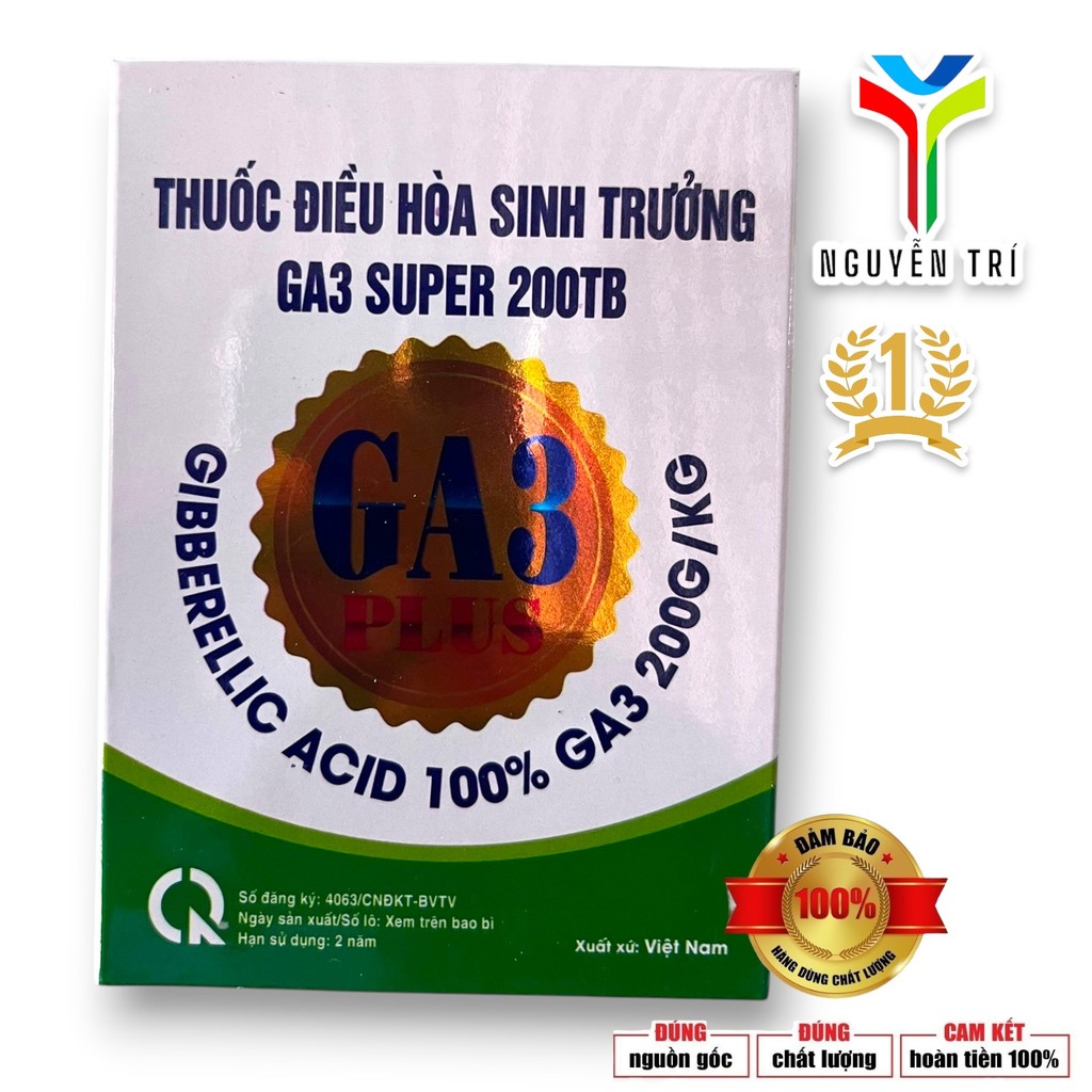 GA3 Super 200TB – Kích Thích Sinh Trưởng, Kéo Dài Thân, Tăng Đậu Trái, Nở Hoa Mạnh (Gói 5g)