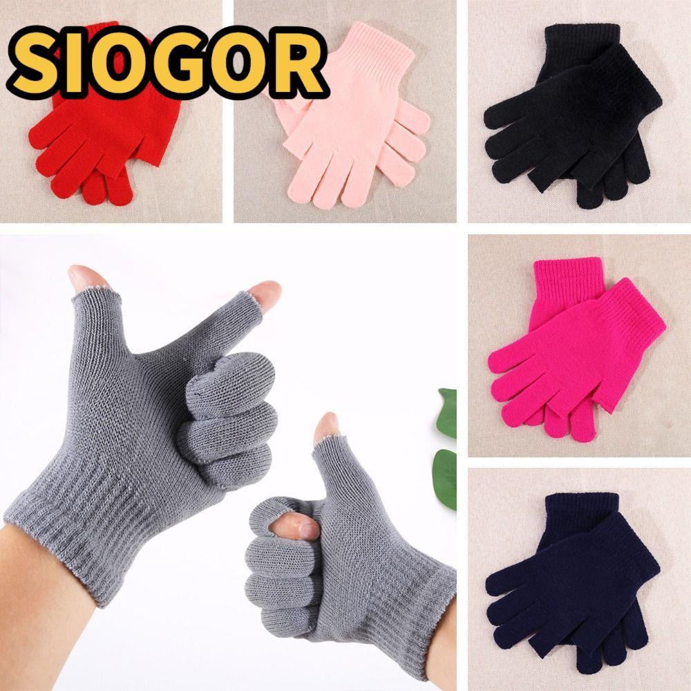 SIOGOR Gloves Full Finger - Knit Fur-Lined Autumn Winter Driving Gloves