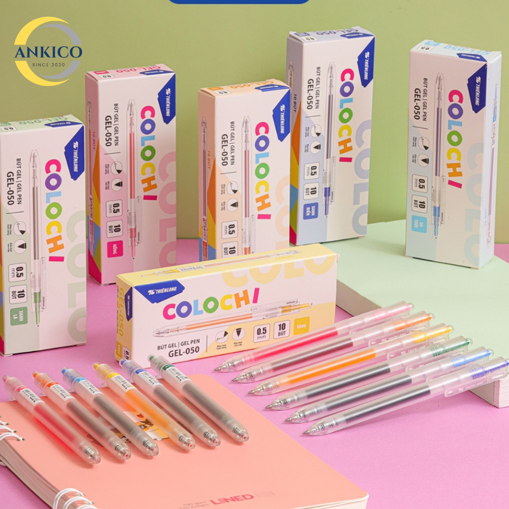 [ANKICO x THIÊN LONG] COMBO 10 BÚT GEL COLOCHI THIÊN LONG GEL-050 – NGÒI 0.5MM, NHIỀU MÀU, VIẾT ÊM