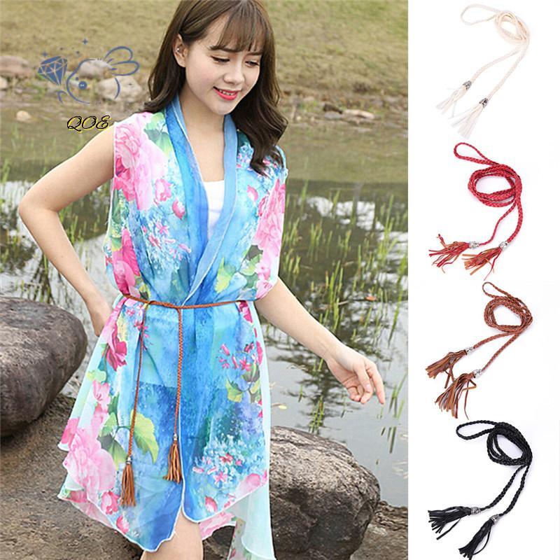 [QOE] Boho Nữ Da PU Đơn Giản sel Thắt Lưng Tự Dây Thắt Lưng Mỏng Thắt Lưng VN