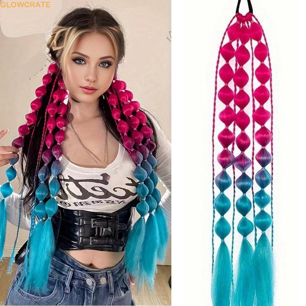 GLOWCRATEXM Bubble Jumbo Braid, Lantern Braid Ponytail Extension Twist Braid Bulk, Natural Ombre Han