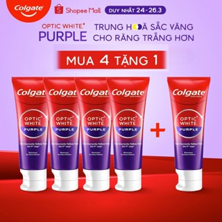 Bộ 4 Kem Đánh Răng Colgate trắng răng Optic White Purple 100g công nghệ sắc tím, trung hòa ố vàng tức thì
