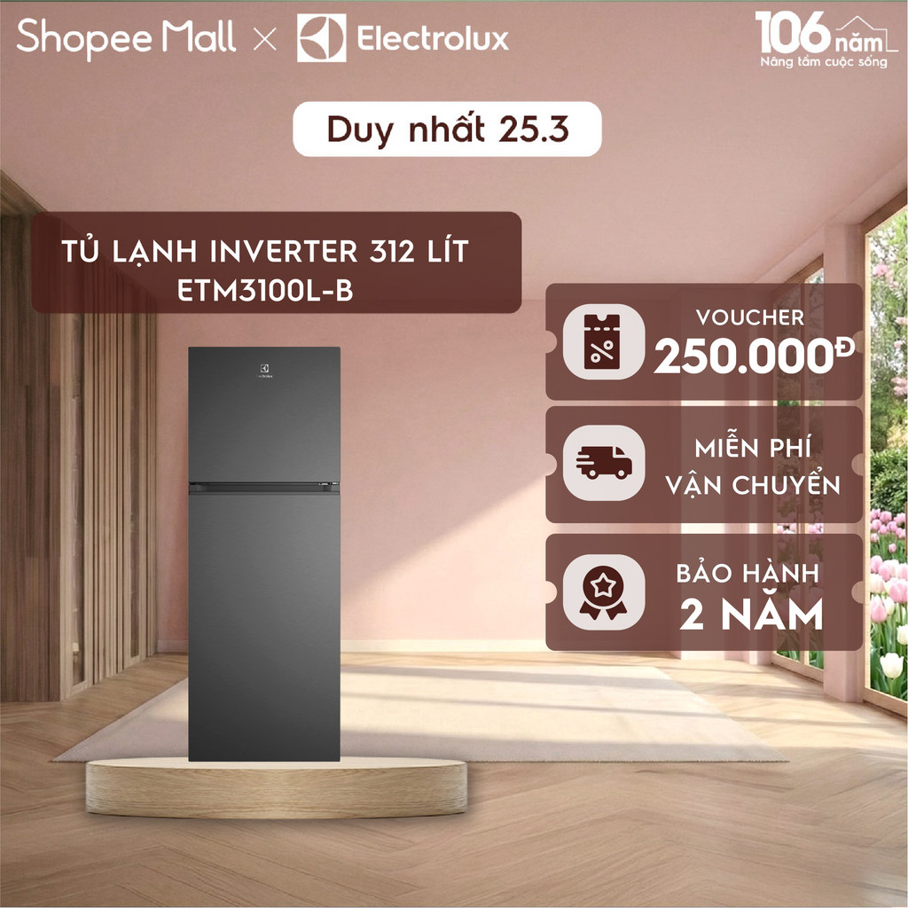 Tủ lạnh Electrolux AI ngăn đá trên 312L Series 700 Đen nhám ETM3100L-B - Ngăn đông mềm, AI Autosense