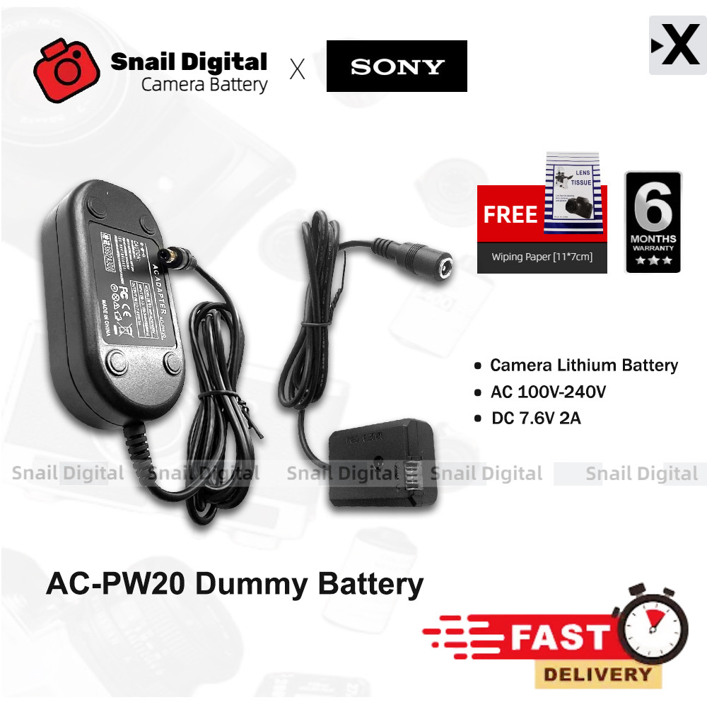 Bộ chuyển đổi nguồn AC-PW20 NP-FW50 Pin giả FW50 Bộ nối DC FW50 Bộ sạc máy ảnh cho Sony A5000 A6000 