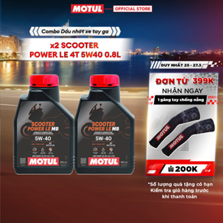 Combo 2 Dầu nhớt xe tay ga Motul Scooter Power LE 4T 5W40 0.8L