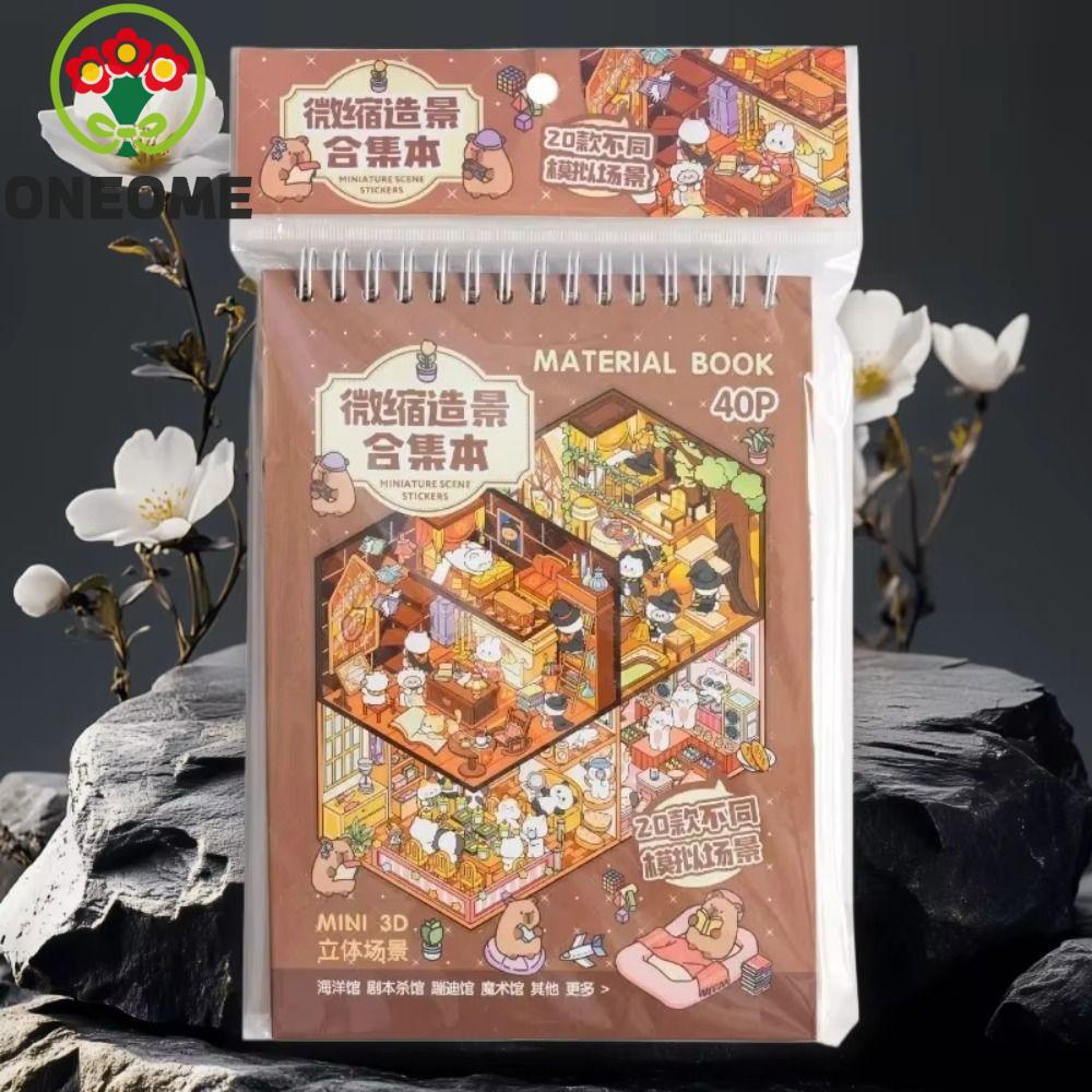 ONEOME Nhãn dán cảnh thu nhỏ, Nhãn dán phong cảnh Dream Town 4.0 Series Scene Sticker Book, Quà tặng