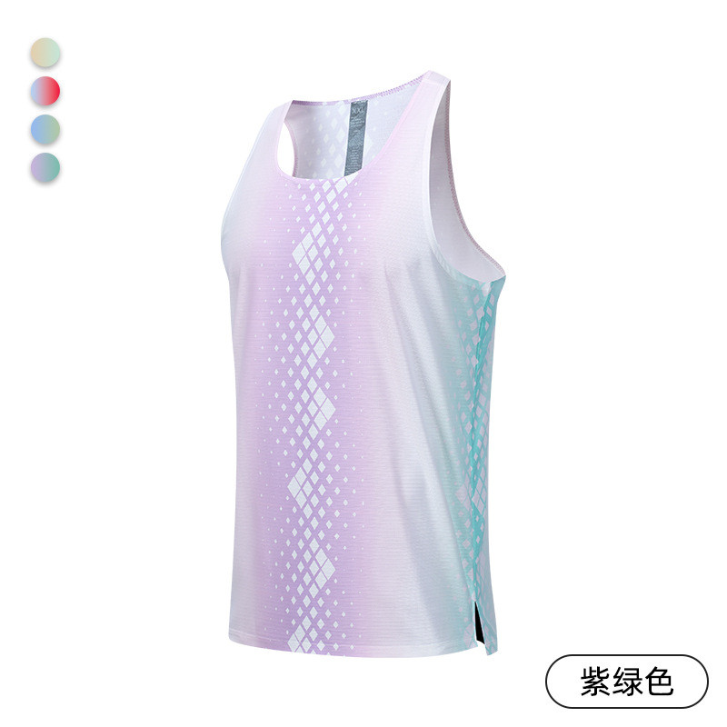 Summer New Men's Sleeveless Printed Fitness Jogging Vest Breathable Lightweight Quick-Drying Sports 