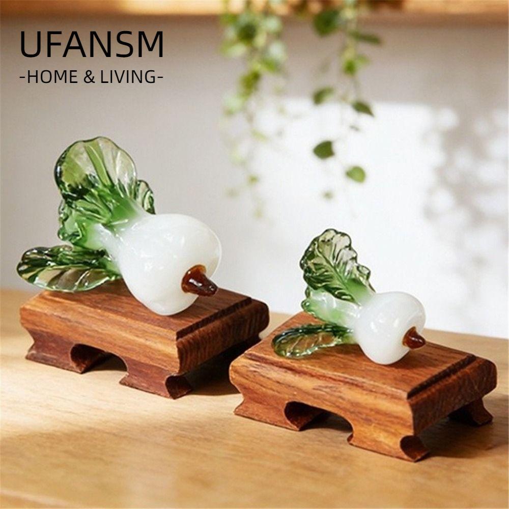 Trang trí bàn làm việc pha lê UFASM, Thiết kế thịnh vượng Bok Choy Shape Glass Bok Choy, Kính thổi B