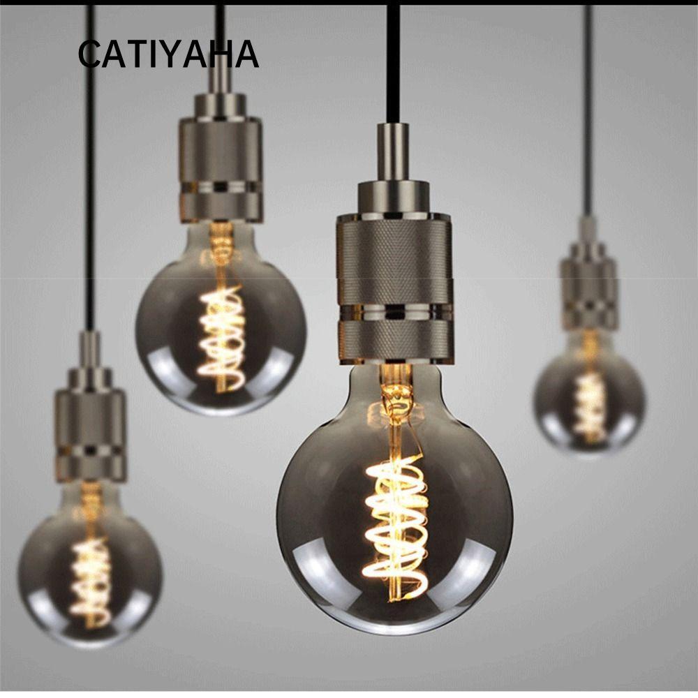 Dây tóc CATIYAHA, Dây tóc Edison Bóng đèn cổ điển, Đầu nối vít sợi đốt cổ nóng Mạ điện màu xám Ediso