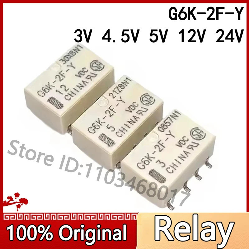 5 chiếc G6K-2F-Y DC 5V 12V 24V DPDT G6K-2F-Y-12VDC G6K-2F-Y-24VDC G6K-2F-Y-5VDC Rơle tín hiệu SMD