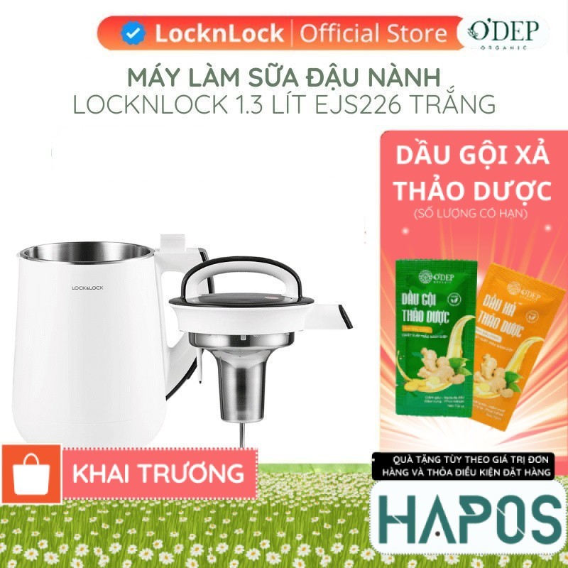 Máy làm sữa đậu nành LocknLock EJS226 1.3L 850W công nghệ gia nhiệt, chống tràn - Chính Hãng - HAPOS