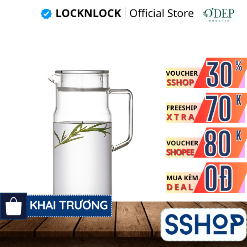 Bình nước thuỷ tinh LocknLock 1.2L chịu nhiệt Metro Glass LLG6100 - SSHOP SSO