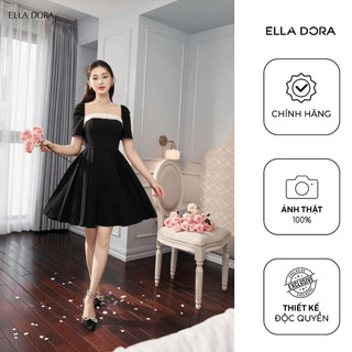 Đầm nữ ELLA DORA form ôm cổ vuông phối tơ dây đá lấp lánh thiết kế thanh lịch sang trọng [D93]