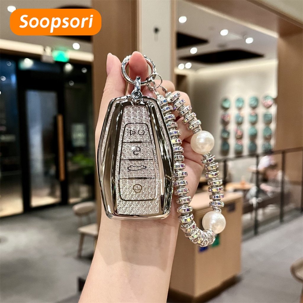 Soopsori Cho Geely Coolray Chìa Khóa Fob Hộp Đựng Vòng Chìa Khóa Túi Cho Geely Okavango Azkarra Chìa