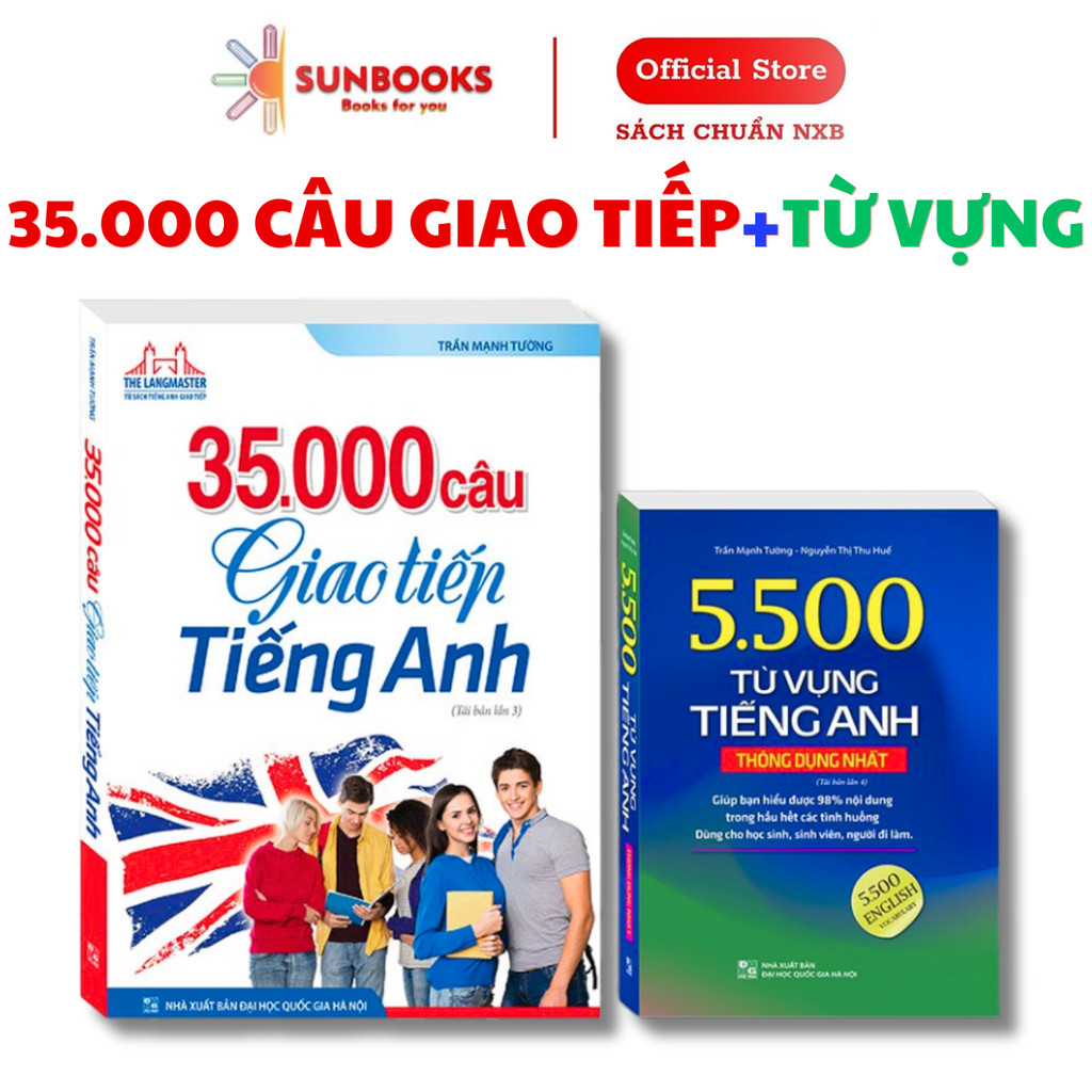 Sách - Combo 2c - 35000 câu giao tiếp tiếng Anh + 5500 từ vựng tiếng Anh thông dụng nhất (bản màu)