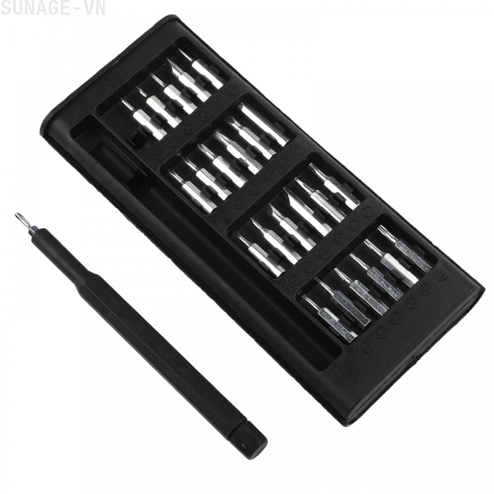 【SUNAGE】Screwdriver 25 In 1 Screwdriver Set Black 142*10mm/5.6*0.4 Inch Steel Practical【HOT Fashion】