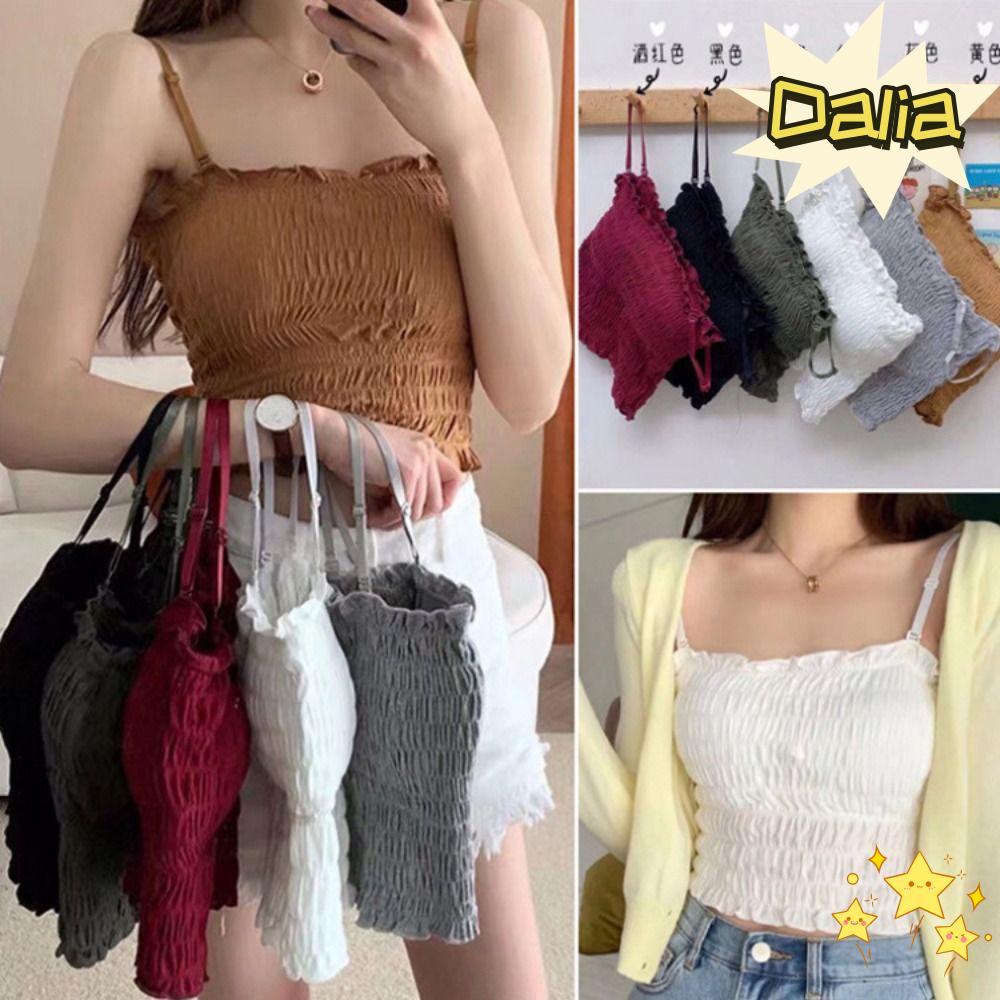 DALIA Dây Ống Top Sling Vest Co Giãn Thời Trang, Miếng Lót Ngực Nổi Bật