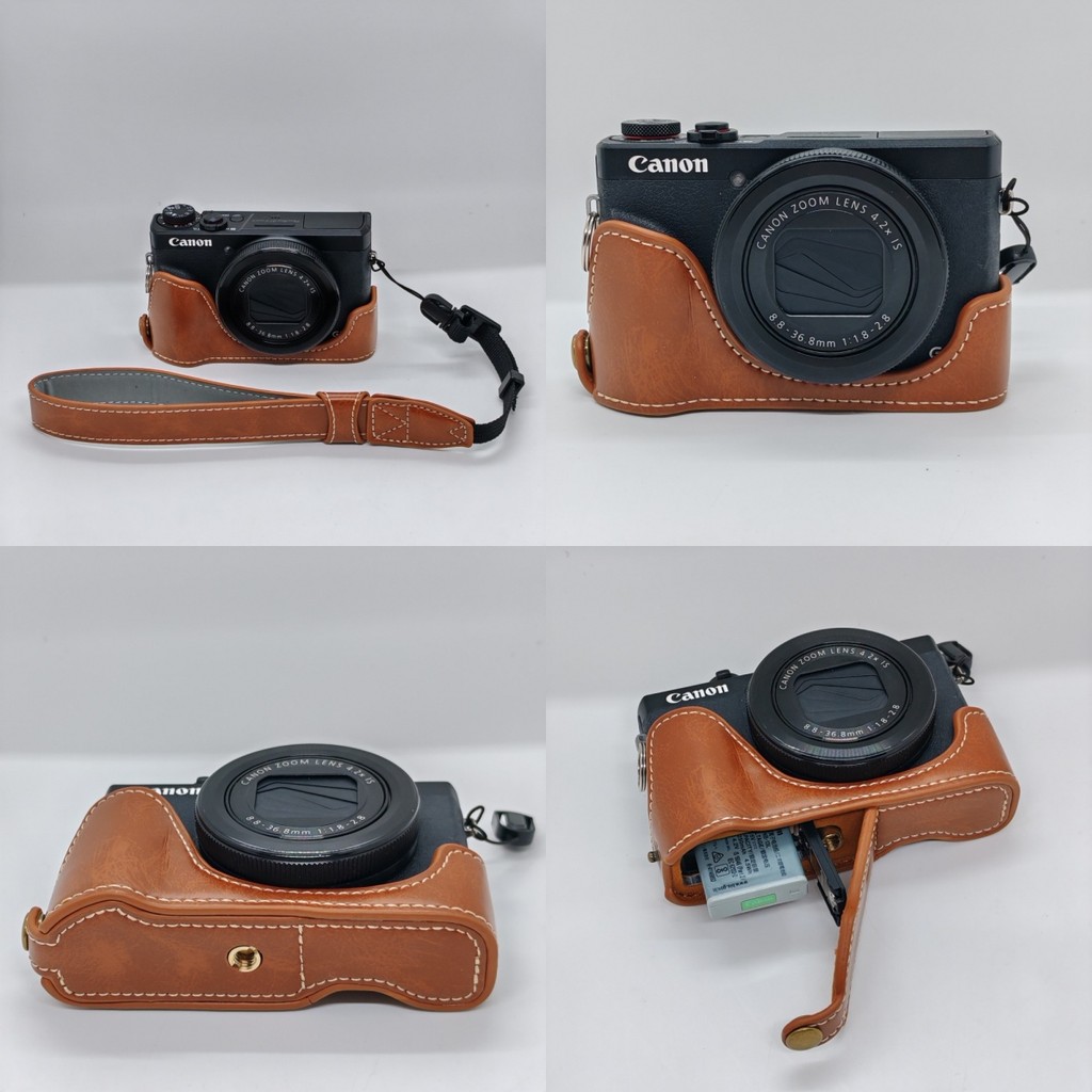 Túi Đựng Máy Ảnh Dây Đeo Tay Cho G7X2 G7X3 Da PU Dành Cho Canon PowerShot Canon G7XII III G7X Mark 2