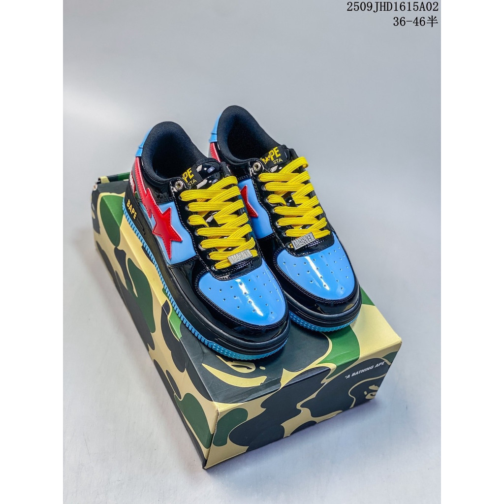 BPBI 100% Cotton Tắm Ape (BAPE) BAPE STA Lightning Star Giày thể thao cổ thấp Unisex Giày trượt ván 