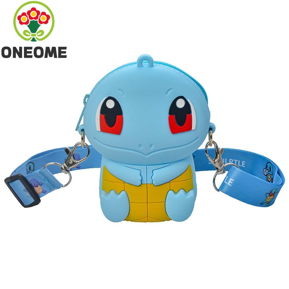 ONEOME Pokemon Go Coin Purse Squirtle kawaii Eevee Silicone Túi đeo vai trẻ em dễ thương