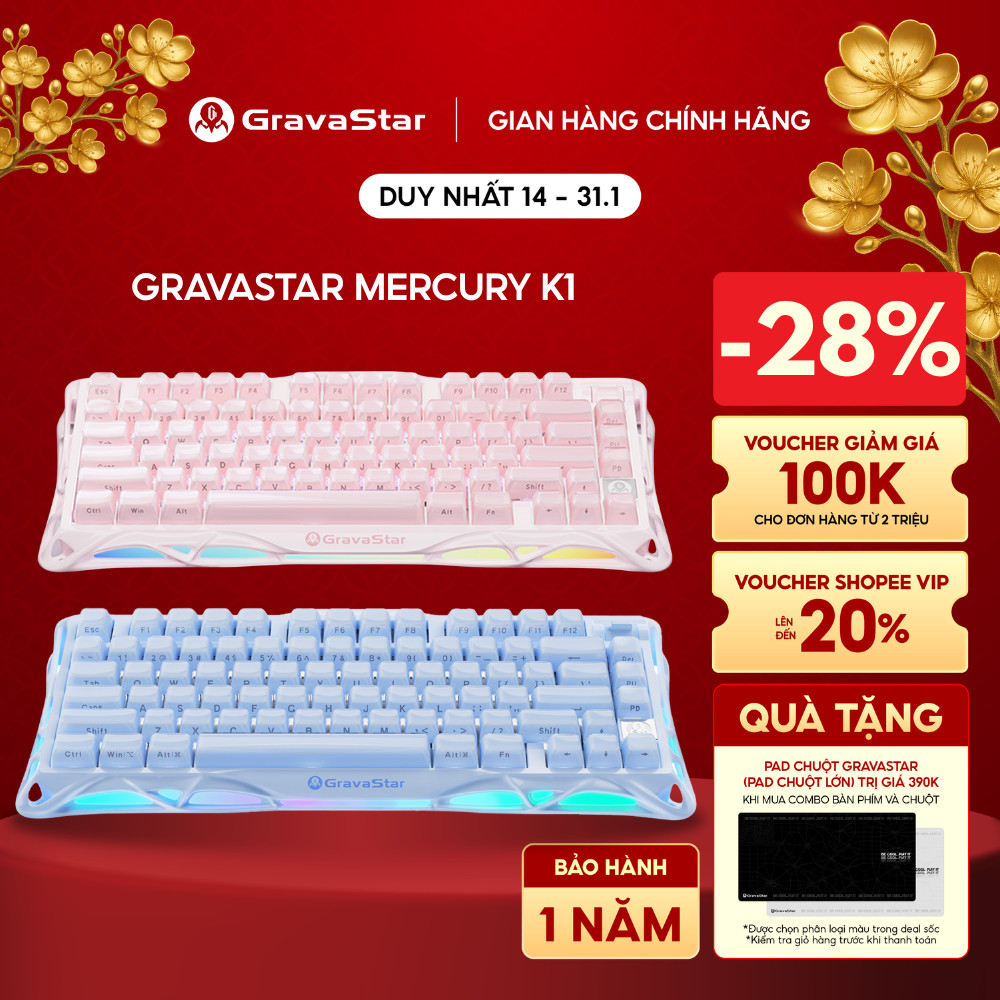 Bàn phím Gaming Gravastar Mercury K1 - Hàng chính hãng - Bảo hành 12 tháng