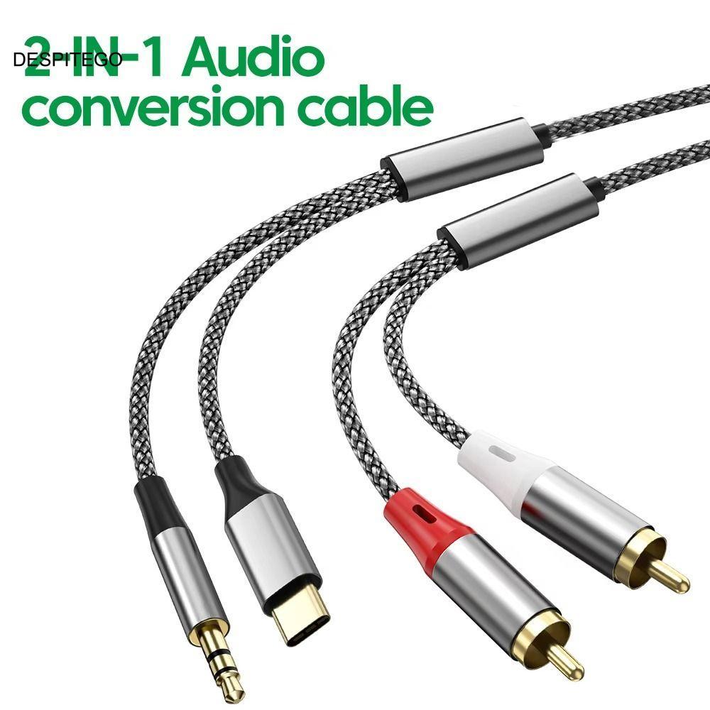 Cáp RCA 2 trong 1 DESPITEGO, Cáp chia 1.3M / 2.3M / 5.3M Y Bộ chuyển đổi Aux âm thanh, Linh hoạt Đa 