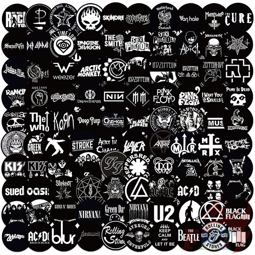 105 Cái / bộ ❉ Rock Band Logo Series 01 Nhãn dán PET đen trắng cổ điển ❉ Nhãn dán đề can Doodle DIY 