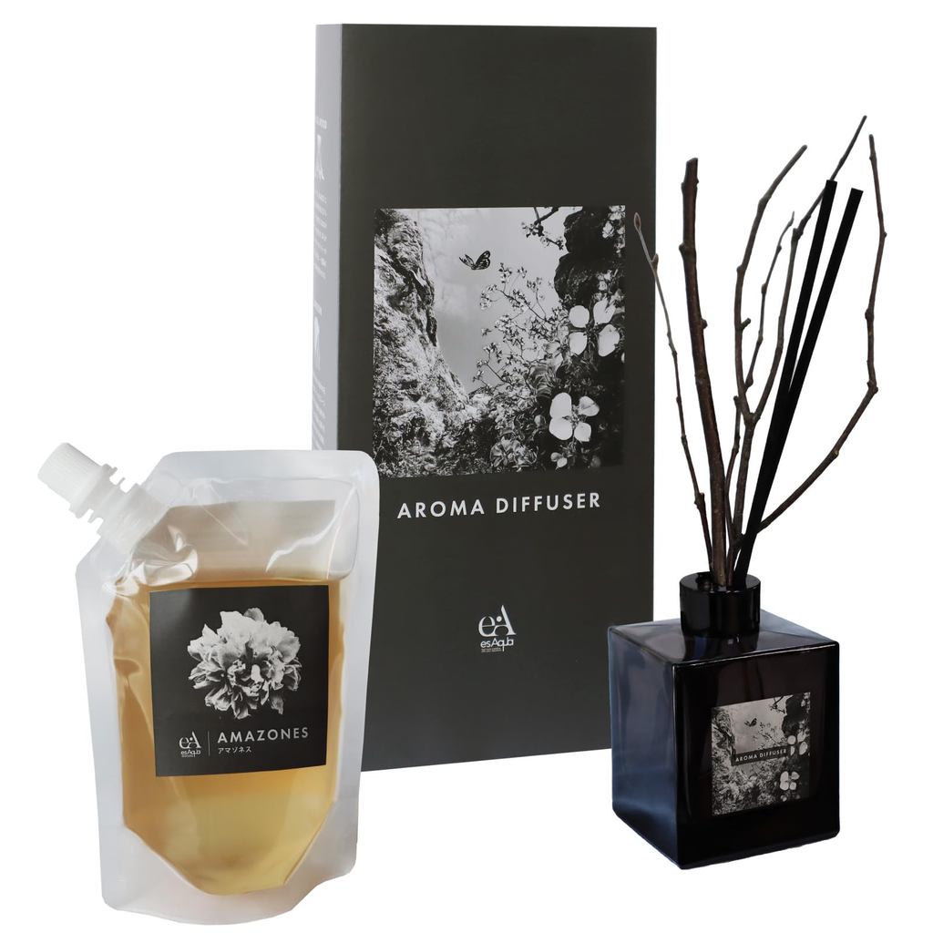 esAqua Room Fragrance 200ml - 3 Month Supply - Made in Japan - Natural Essential Oils - Reed Diffuse