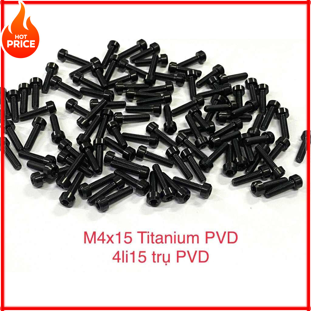 ( Pvd Titan ) Ốc 4li15 5li15 Trụ Màu Đen - m4x15 m5x15 Pillar Head D8 Titanium Black