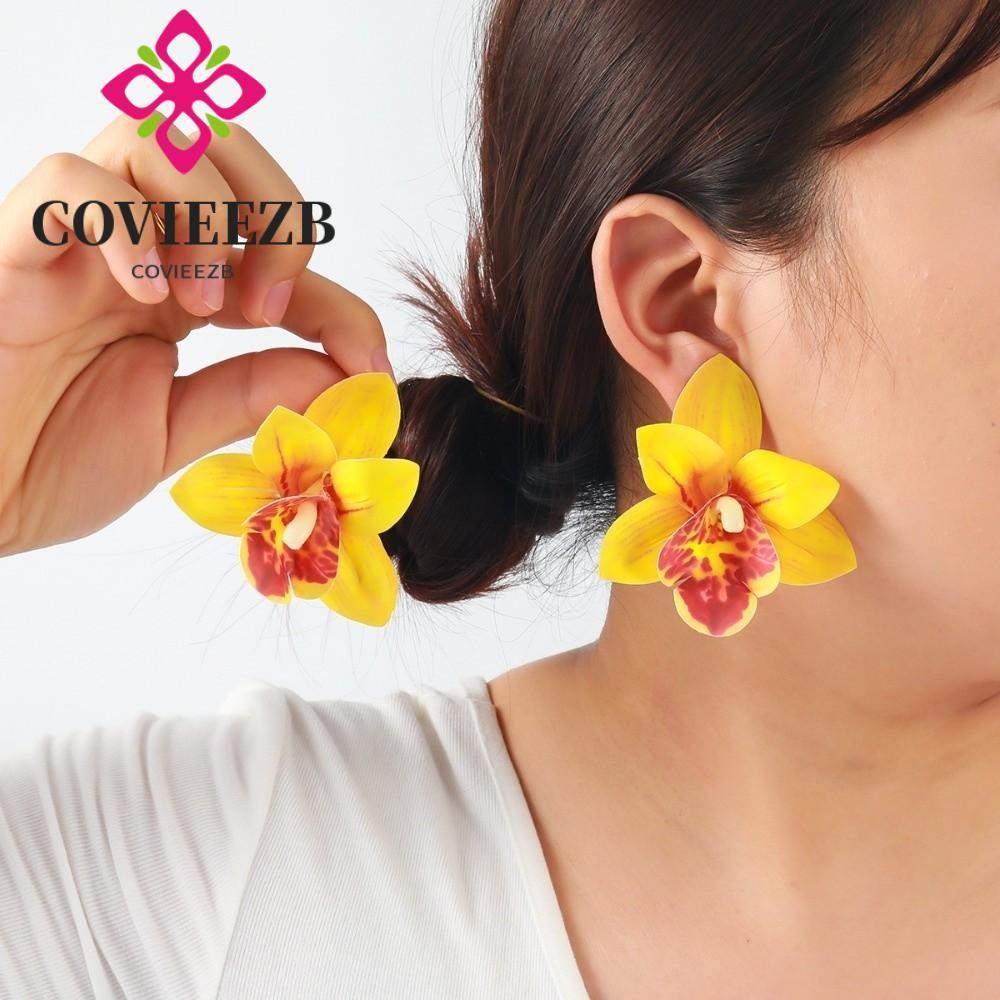 Bông Tai Covieezb Hoa Lớn Style Hàn Quốc, Vải Lan Bướm Boho Ngọt Ngào Cho Đám Cưới