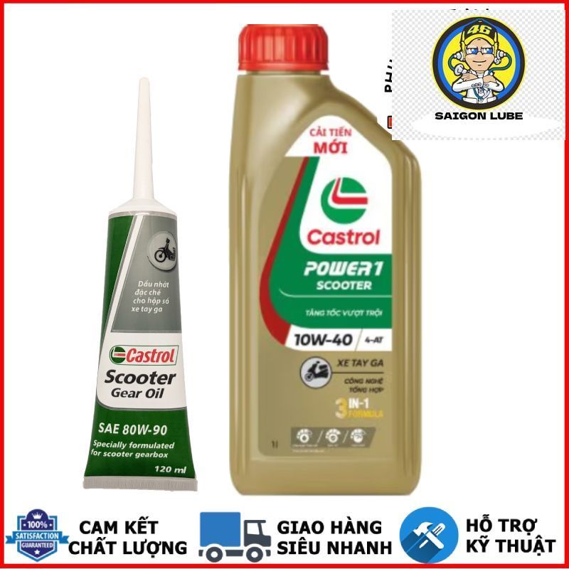 Nhớt xe ga Castrol Power 1 Scooter 10W40 mẫu mới chính hãng