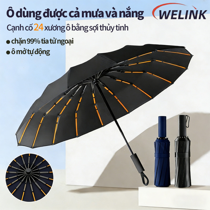 Ô Dù 24 Nan 72 Nan Mở Tự Động Gấp Gọn Che Mưa Nắng Size Lớn Bấm 2 Chiều Chống UV，chống gió