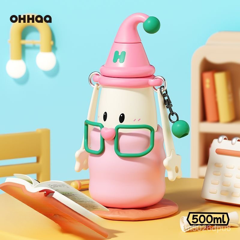 OHHAA Cốc giữ nhiệt cao cấp, di động, chống rơi cho các cô gái316Ly nước có ống hút cho học sinh, ly