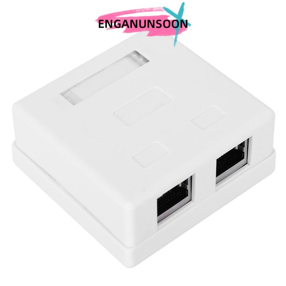 Hộp gắn bề mặt ENGANUNSOON, Hộp gắn Cat 5e Shield 2 cổng RJ45-8P8C, Dễ dàng gắn với vít và băng keo 