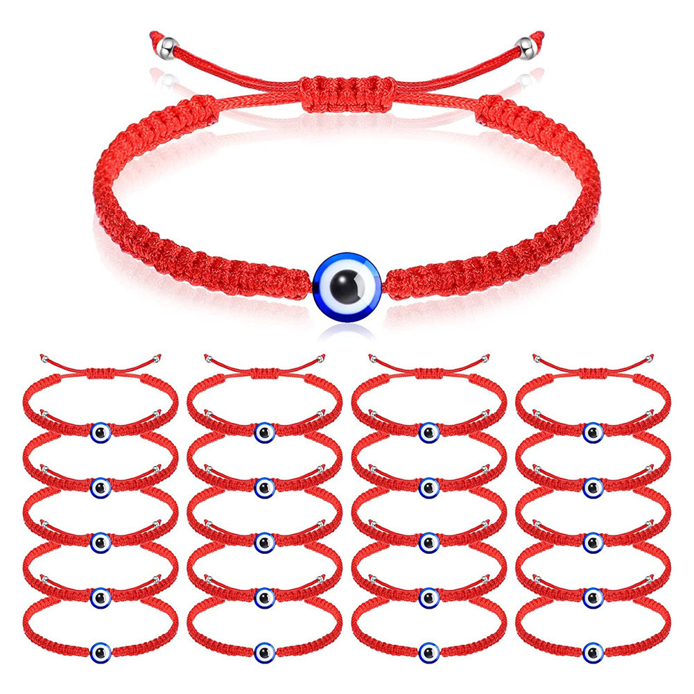 Spot Goods#Hot-selling Devil's Eye Woven Bracelet for Boys and Girls Lucky Red Adjustable Woven Brac