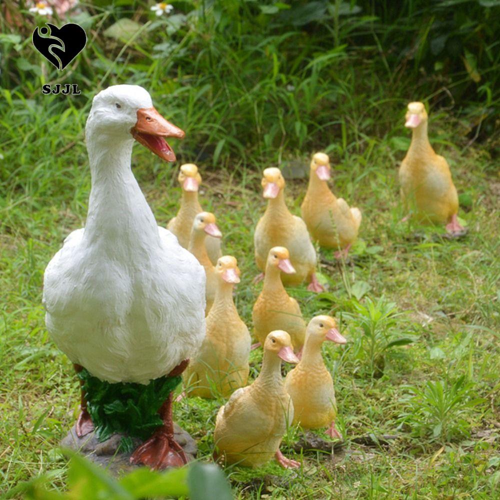 SJJL Vịt Mô Hình Sáng Tạo 1 Con Vịt Tượng Mô Phỏng Vịt Cho Ngoài Trời Nhựa Lớn Thủ Công