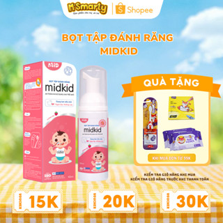 Bọt tập đánh răng Midkid chính hãng vị Dâu 60ml cho bé từ 1 tuổi, hữu cơ, bọt mịn tan nhanh, an toàn