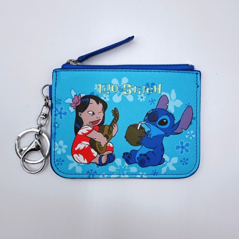 Disney Lilo & Stitch Trẻ Em Ví Ezlink Thẻ Pass Chủ Ví Đựng Tiền Xu Móc Khóa Da PU Túi Chống Thấm Nướ
