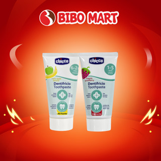 Kem Đánh Răng Chicco Hương Dâu Hương Chuối Táo Không Cay Có Thể Nuốt Được Cho Bé 6-12M - Bibomart