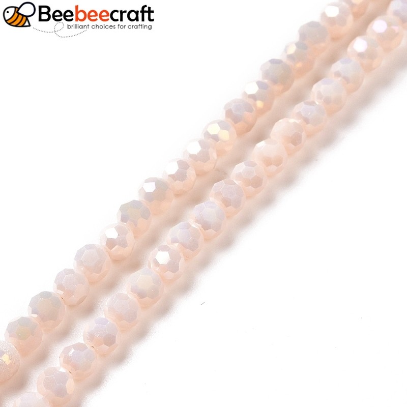 Vòng cổ cầu vồng hạt thủy tinh mạ điện màu vàng goldenrod - 4mm lỗ, 83-87 viên/sợi, 12.36-13,4 inche