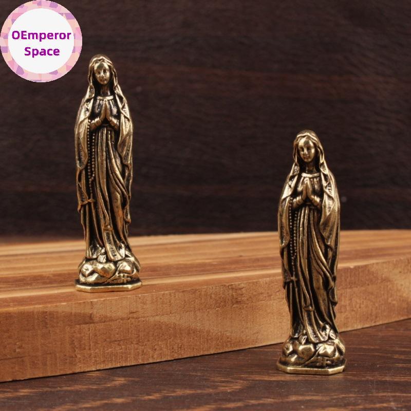 OEmperor Đồng Maria Tượng Mặt Dây Chuyền Đồng Thau Maria Tượng Đồng Nguyên Chất Vintage Đức Trinh Nữ