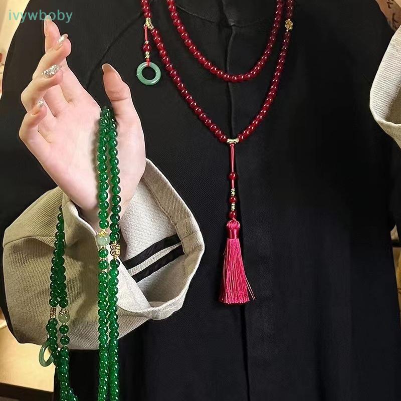 [IVY] Đá Cầu Nguyện Natural & Pha Lê Xanh, Chocker Phù Hợp Cho Thiền Định