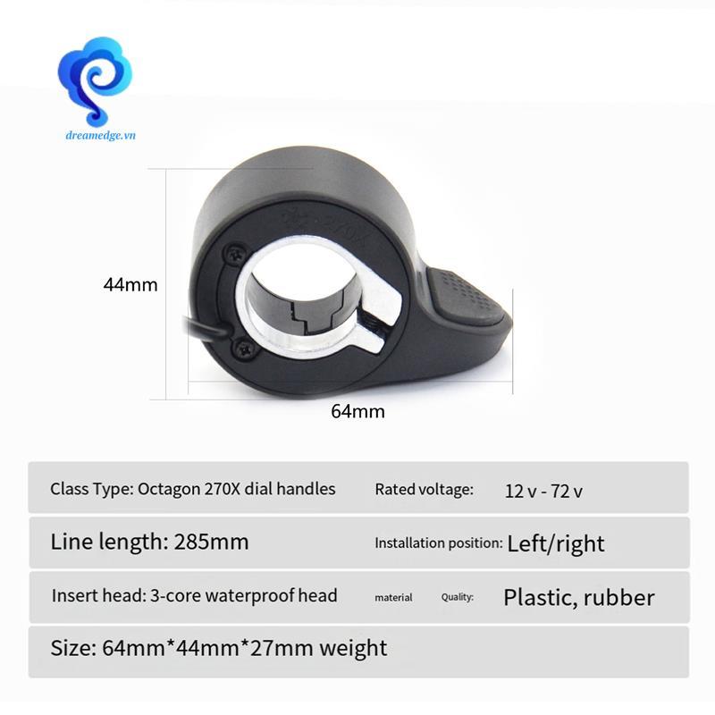 [dreamedge] Bộ ga ngón tay cái Ebike 36 / 48V / 52V / 60V cho phụ kiện ga xe đạp điện BBS01 BBS02