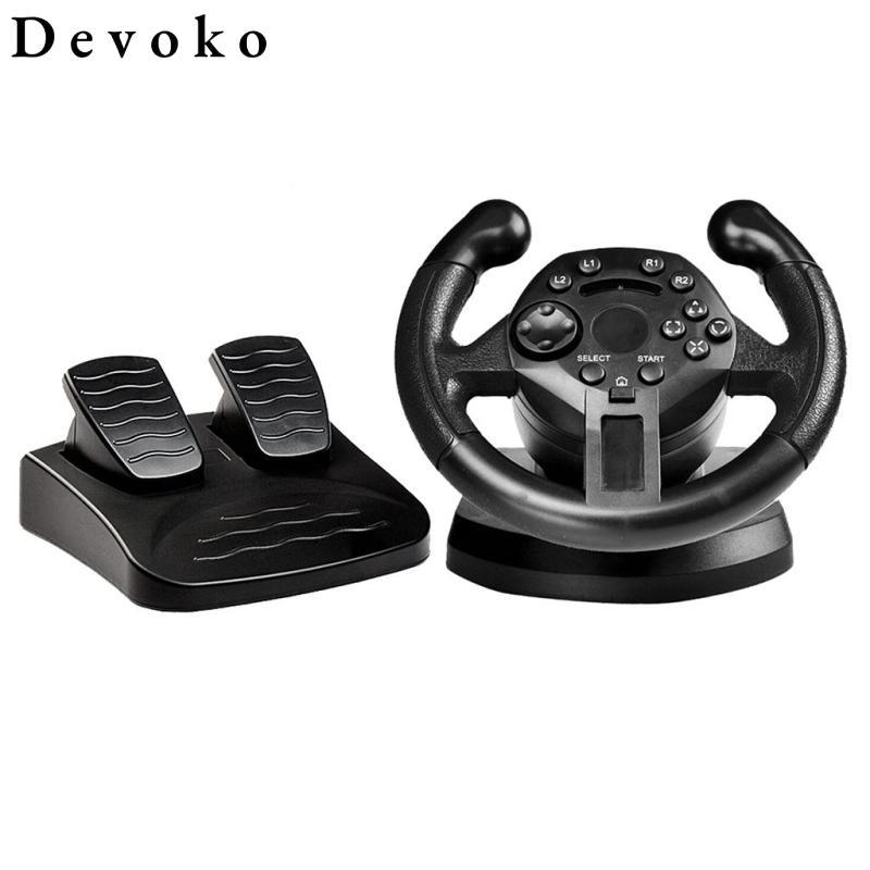 [Devoko] Vô lăng đua rung chơi game và bàn đạp phanh cho PS3 / PC USB Đen