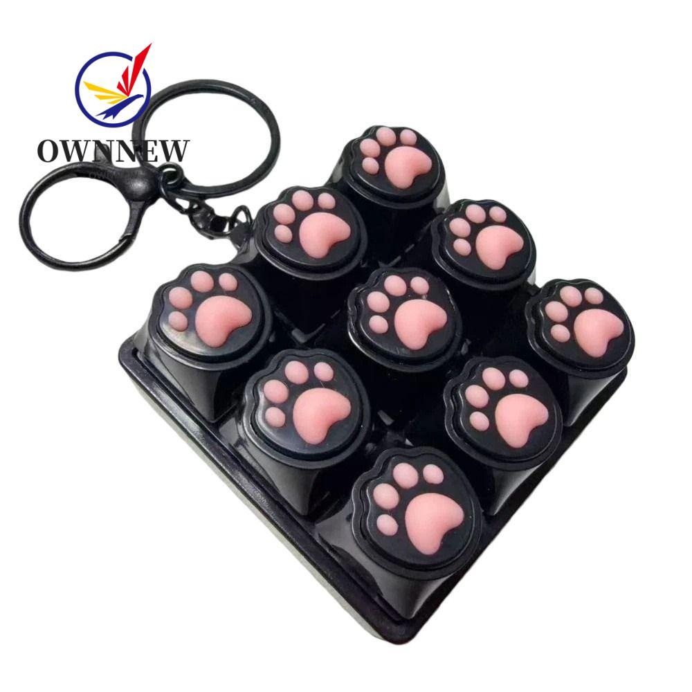 Đồ chơi Clicker bàn phím TOWNNEW, Móc khóa Fidget hình mèo 9 phím, Nút phím di động Bàn phím tự làm 