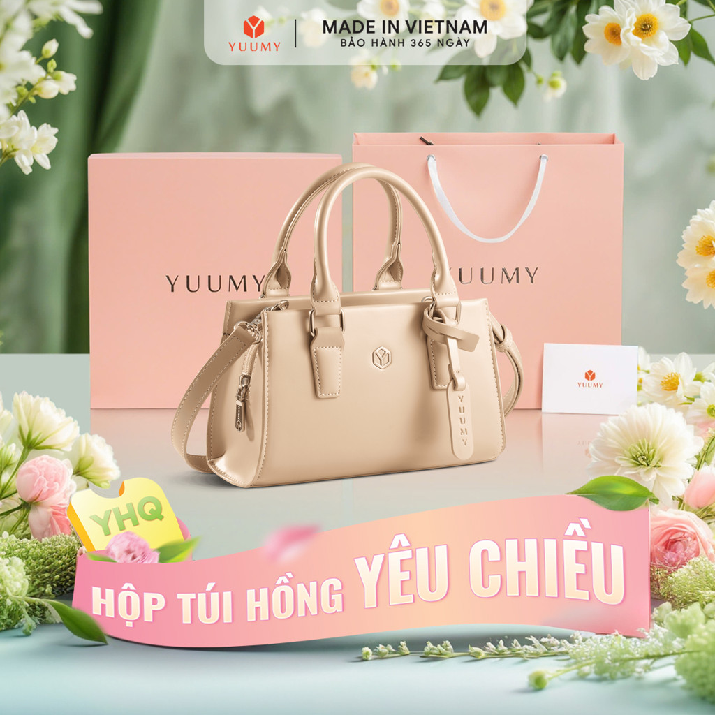 Bộ hộp quà YUUMY (Túi đeo chéo nữ YUUMY YN343 + Hộp quà YHQ2 + Túi giấy YTG2 + Túi rút BVR3838 + Thi
