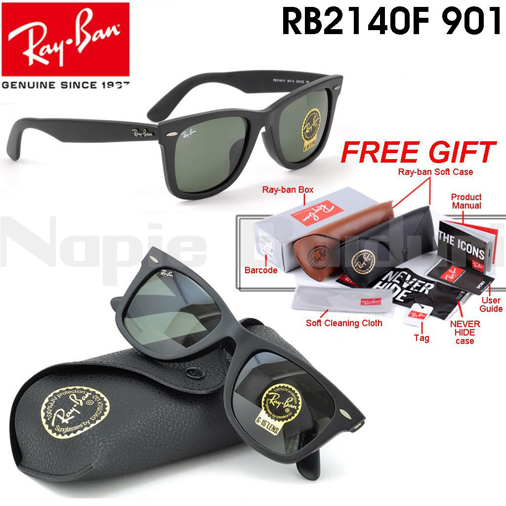 Rayban Wayfarer Classic 100% Chính hãng Ý RB2140 901 Đen