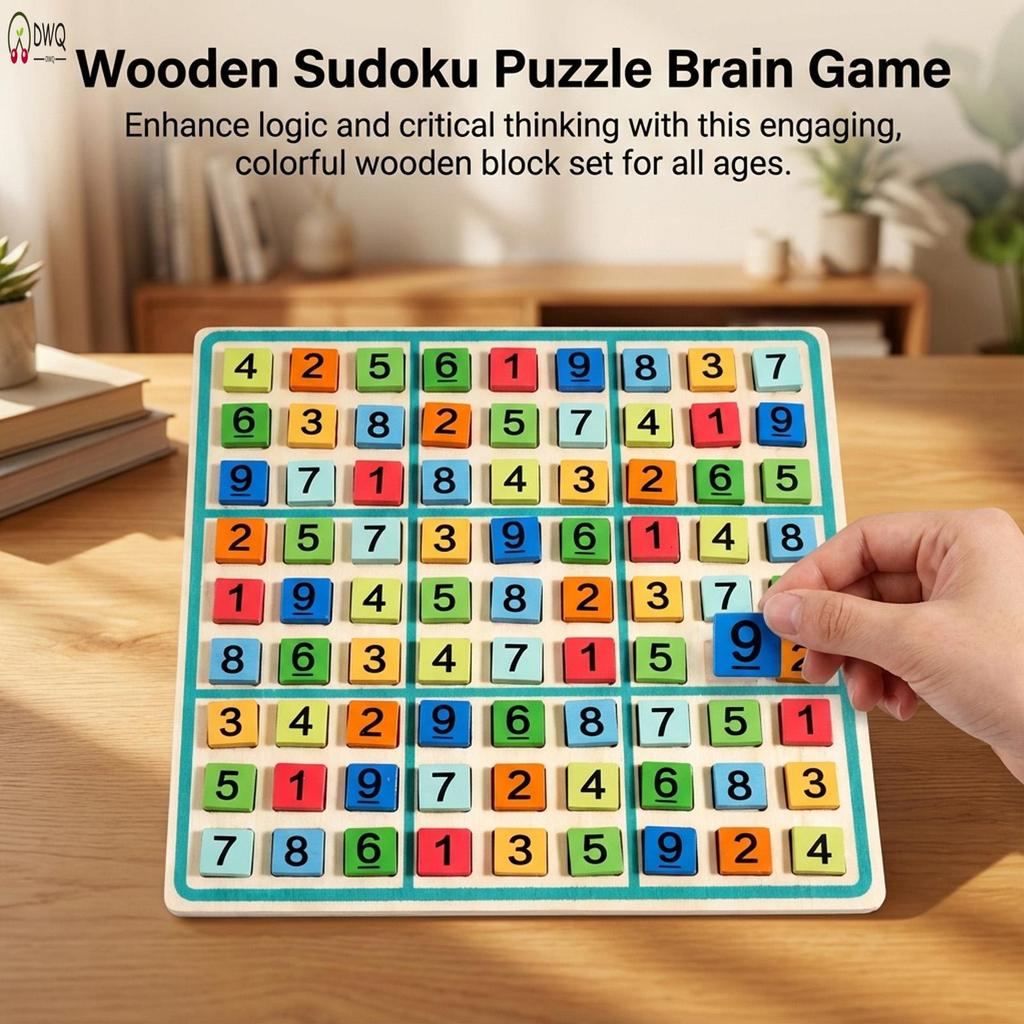 Đồ chơi giáo dục bảng xếp hình Sudoku dành cho trẻ em với thiết kế lưới 9x9 và những mảnh đầy màu sắ